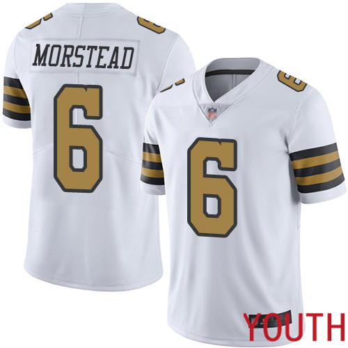 New Orleans Saints Limited White Youth Thomas Morstead Jersey NFL Football #6 Rush Vapor Untouchable Jersey->youth nfl jersey->Youth Jersey